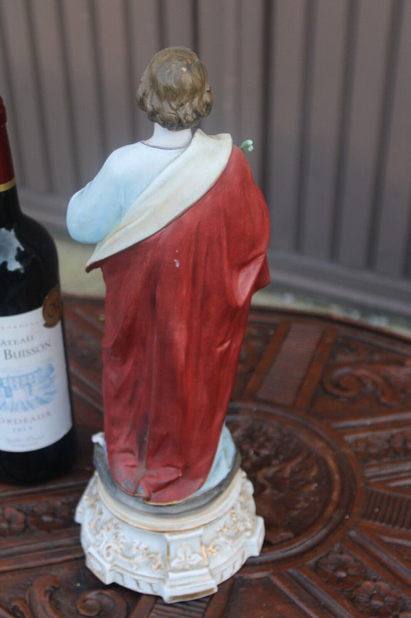 Antique french Large bisque porcelain saint joseph figurine statue