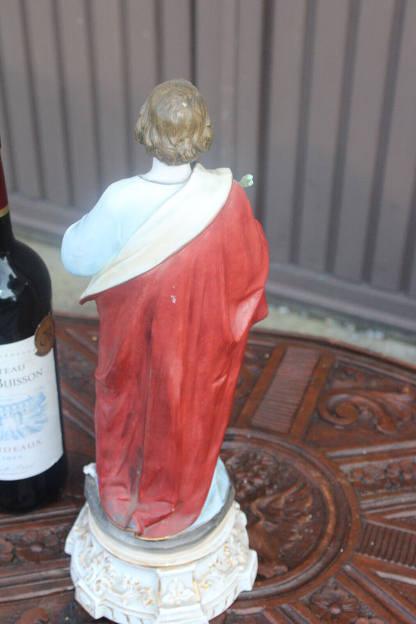 Antique french Large bisque porcelain saint joseph figurine statue