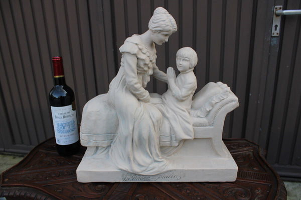 XL Ceramic chalk antique Religious morning prayer Sculpture statue