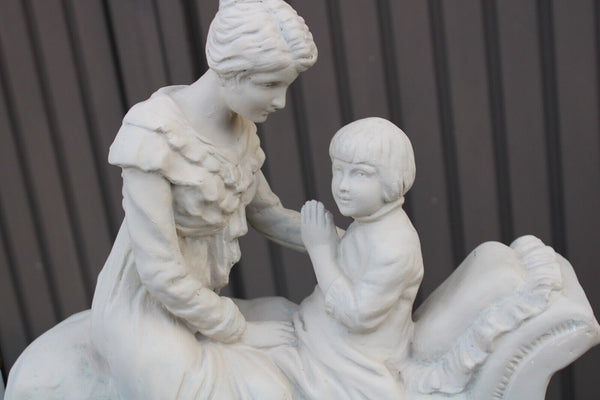 XL Ceramic chalk antique Religious morning prayer Sculpture statue