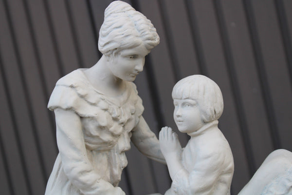 XL Ceramic chalk antique Religious morning prayer Sculpture statue