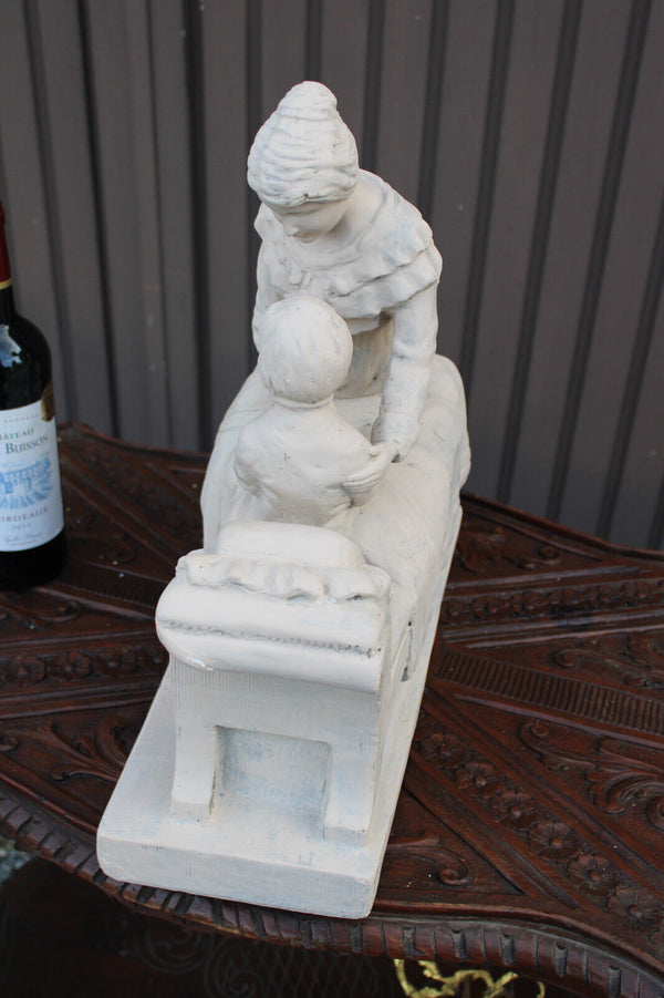 XL Ceramic chalk antique Religious morning prayer Sculpture statue