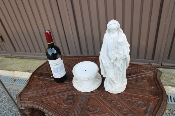 Antique large french bisque porcelain madonna on pedestal rare