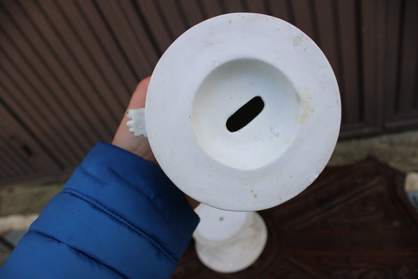 Antique large french bisque porcelain madonna on pedestal rare