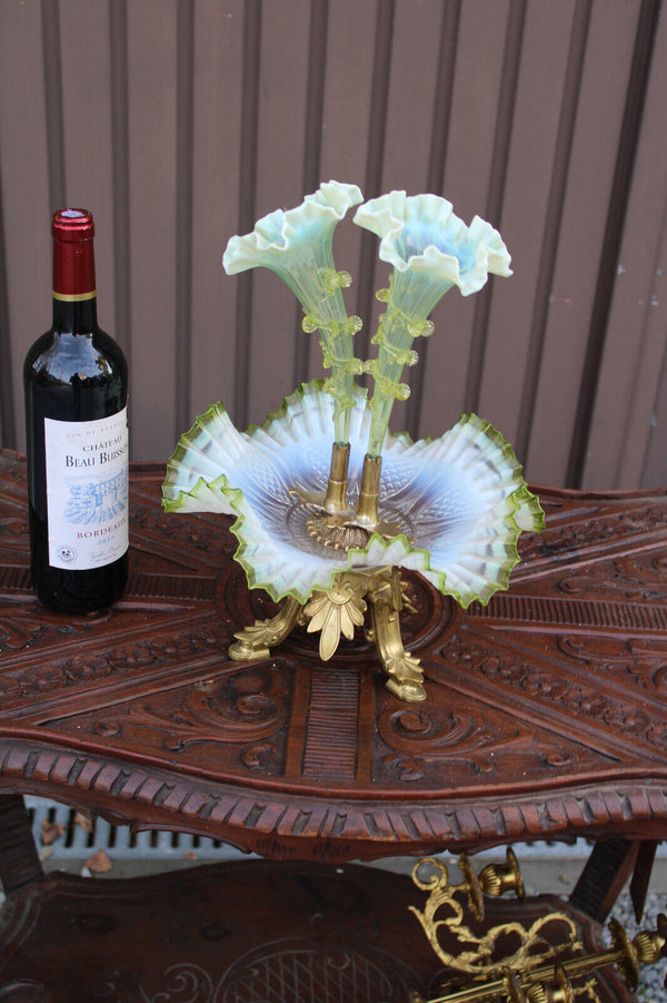 Top antique French murano green glass Centerpiece bowl Vase
