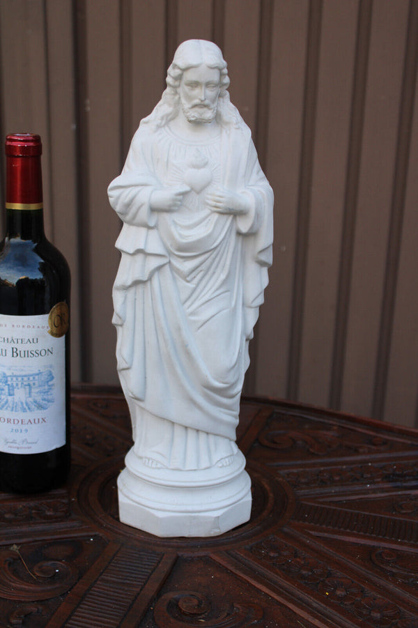 Antique german bisque porcelain sacred heart christ jesus statue figurine
