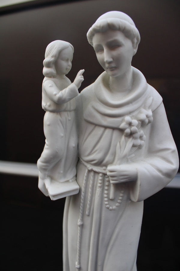Antique french bisque porcelain saint anthony statue religious