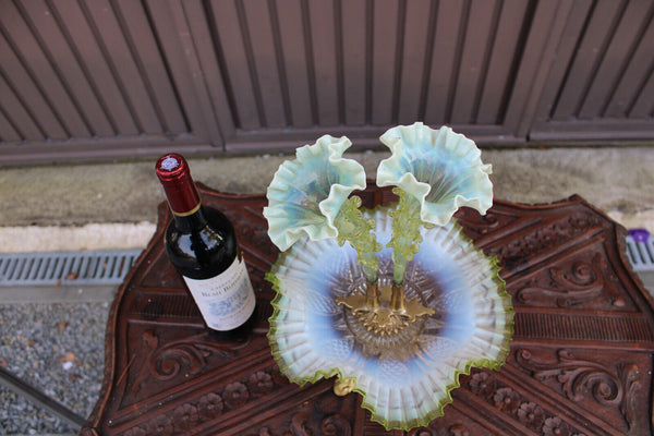 Top antique French murano green glass Centerpiece bowl Vase