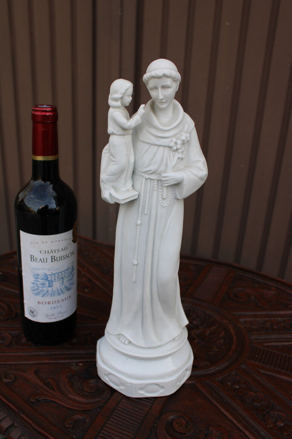 Antique french bisque porcelain saint anthony statue religious
