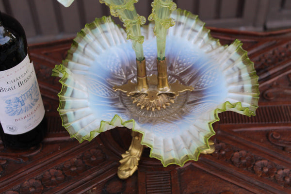 Top antique French murano green glass Centerpiece bowl Vase