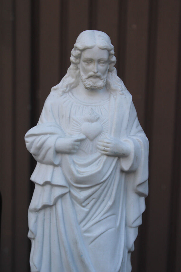 Antique german bisque porcelain sacred heart christ jesus statue figurine