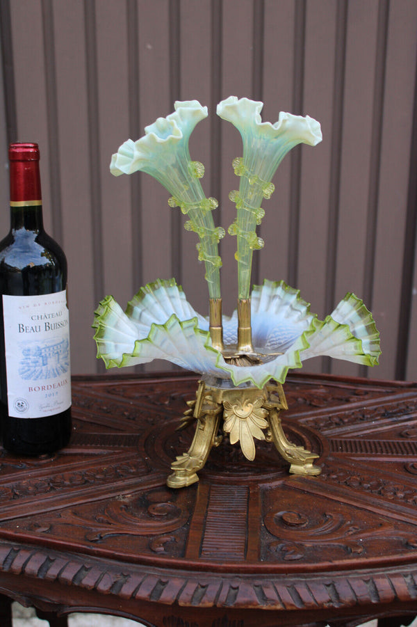 Top antique French murano green glass Centerpiece bowl Vase