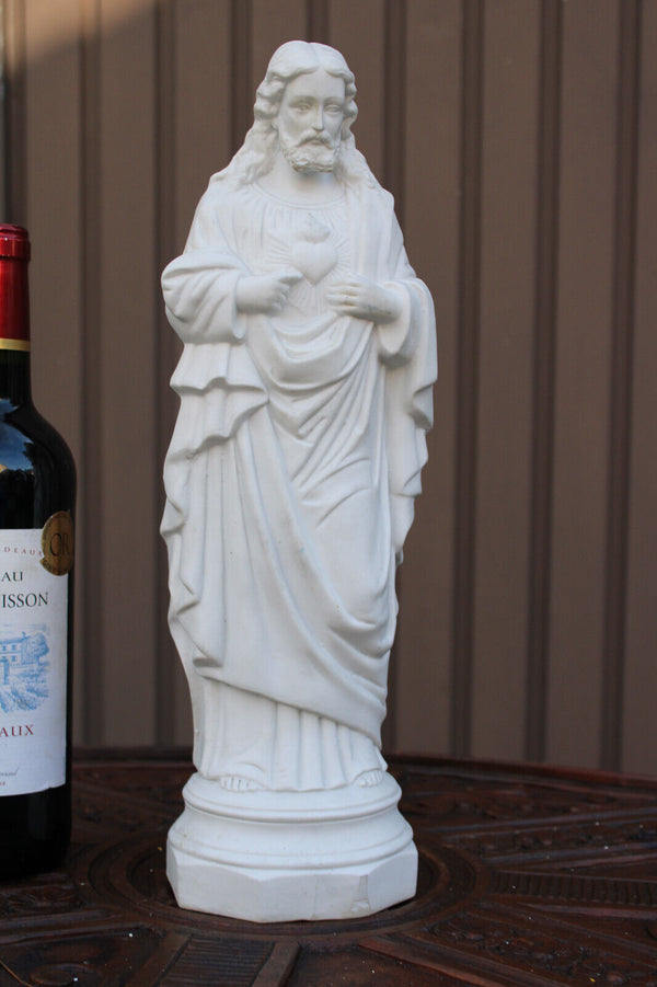 Antique german bisque porcelain sacred heart christ jesus statue figurine