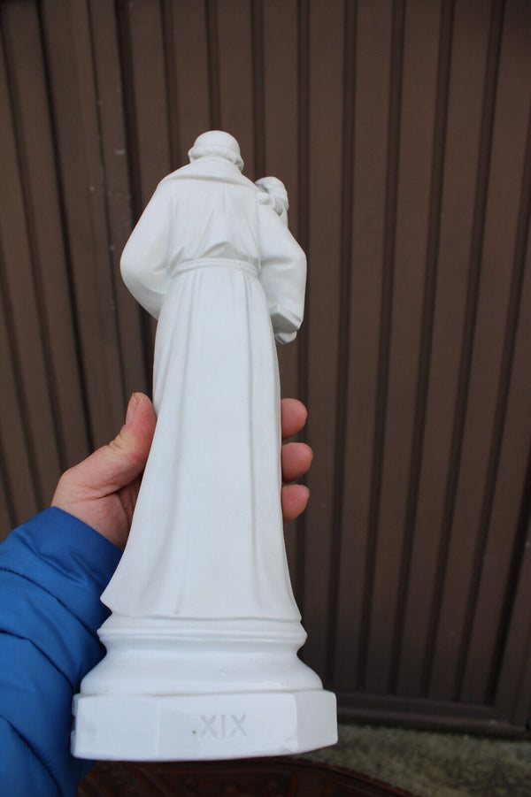 Antique french bisque porcelain saint anthony statue religious