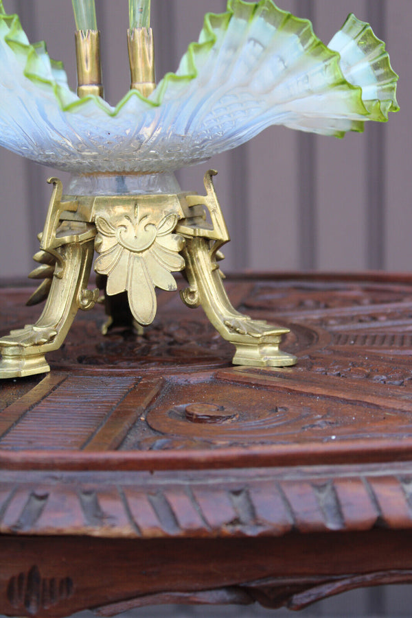 Top antique French murano green glass Centerpiece bowl Vase