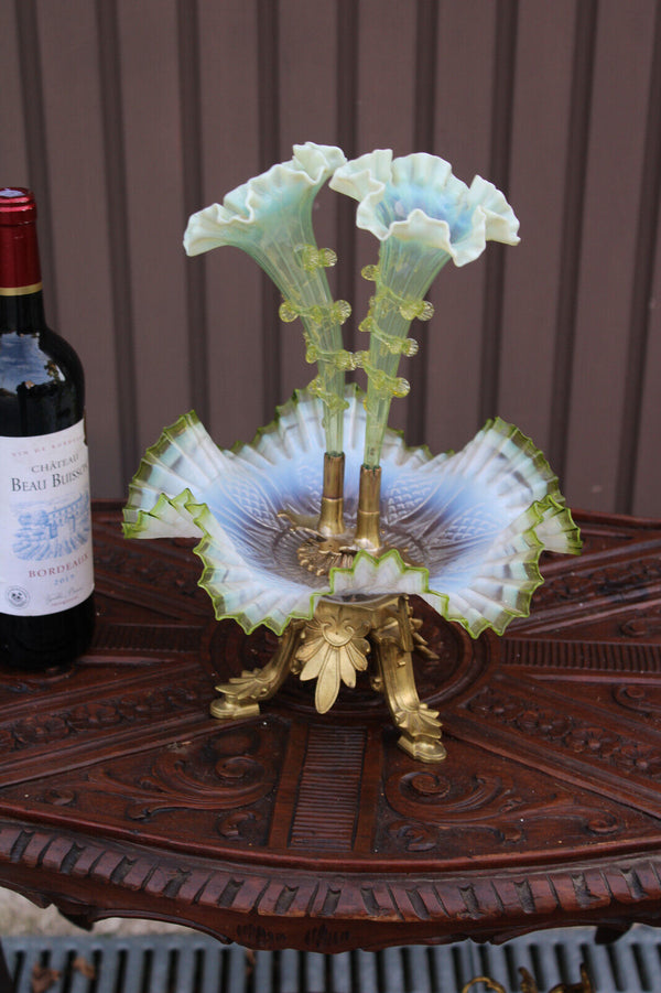 Top antique French murano green glass Centerpiece bowl Vase