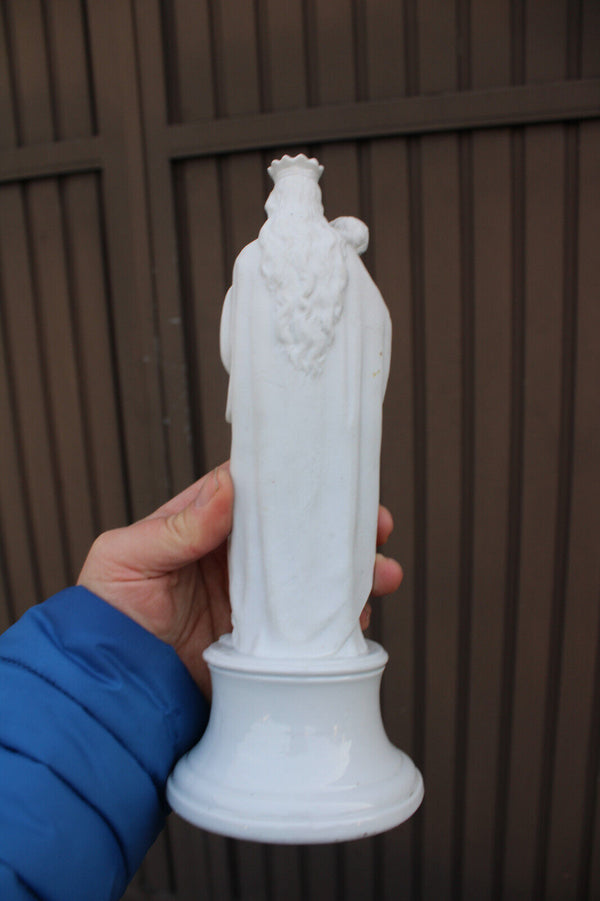 Antique french bisque porcelain madonna mary child statue