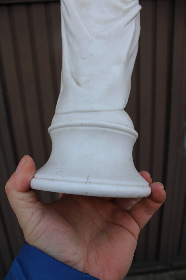 Antique french letu mauger signed bisque porcelain saint joseph figurine statue