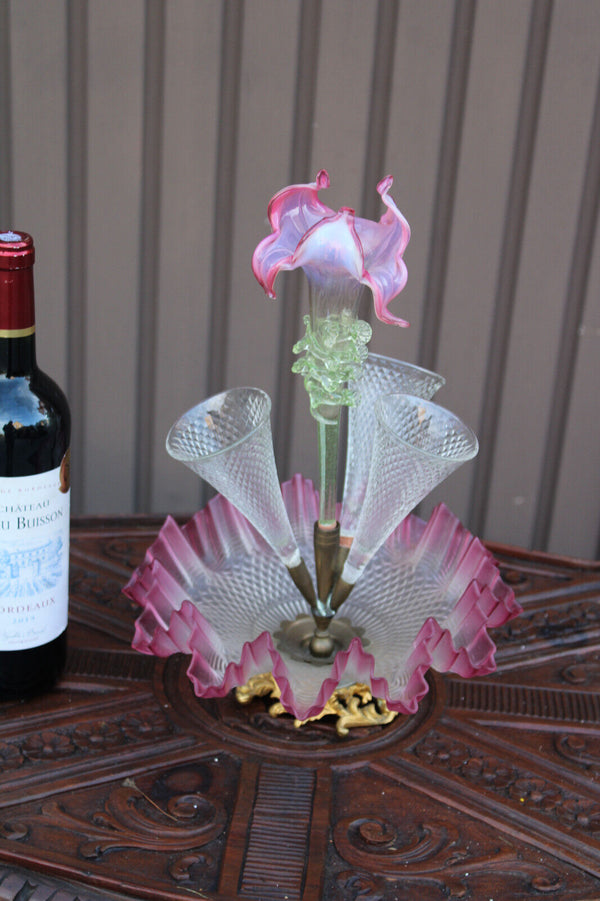 Antique French Murano glass vase centerpiece multi color rare