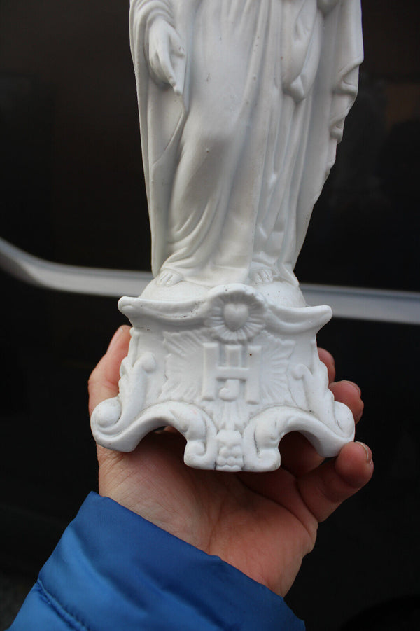 Antique french bisque porcelain saint joseph statue figurine letu mauger signed