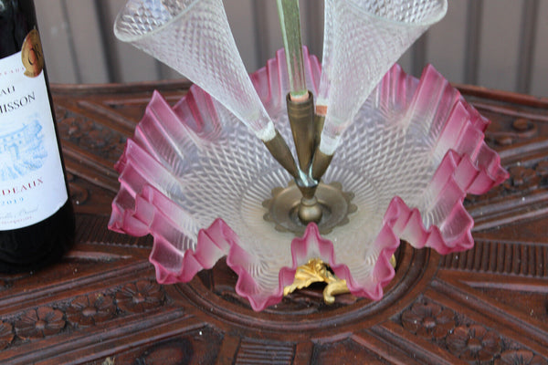 Antique French Murano glass vase centerpiece multi color rare