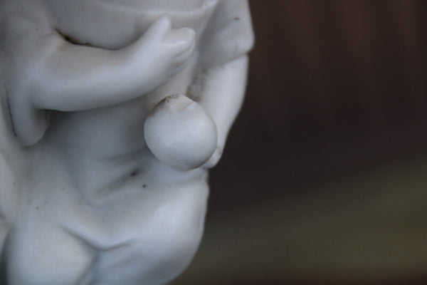 Antique french letu mauger signed bisque porcelain madonna mary child statue