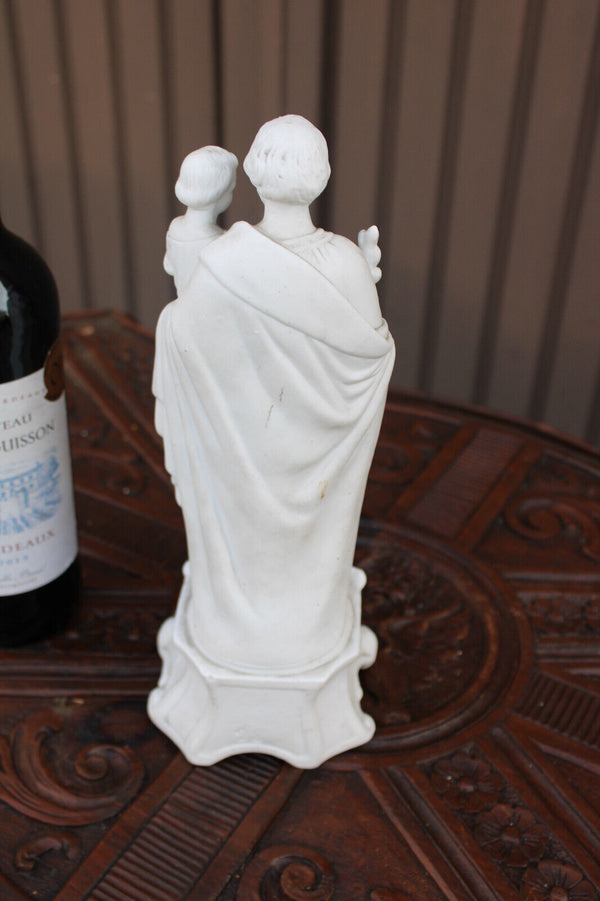 Antique french bisque porcelain saint joseph statue figurine letu mauger signed