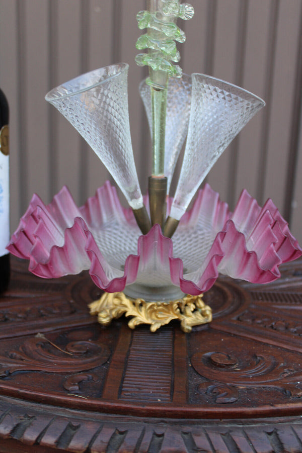 Antique French Murano glass vase centerpiece multi color rare