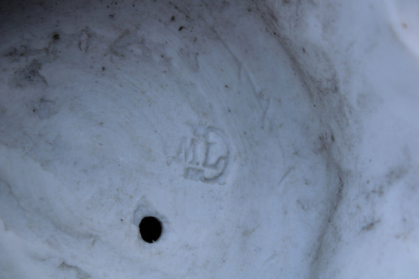 Antique french letu mauger signed bisque porcelain madonna mary child statue