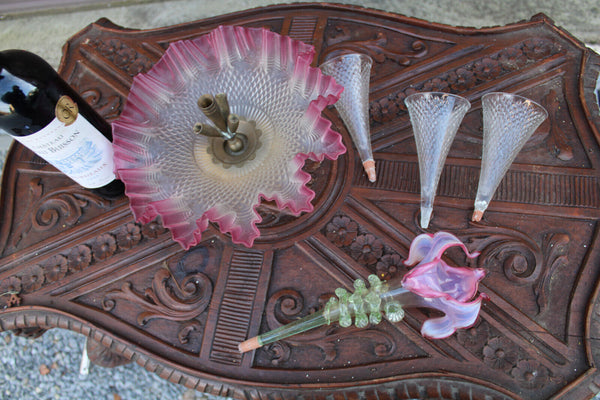 Antique French Murano glass vase centerpiece multi color rare