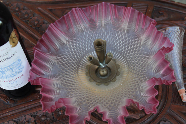 Antique French Murano glass vase centerpiece multi color rare