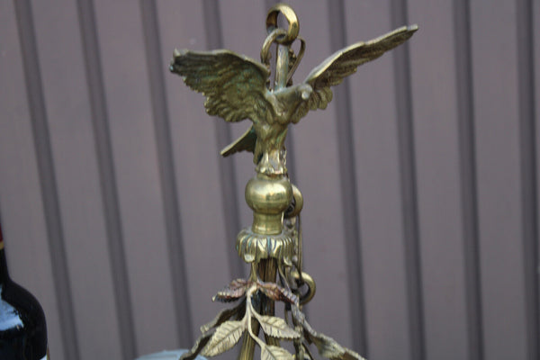 Antique French brass Eagle 3 arm chandelier lamp