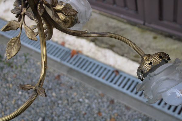 Antique French brass Eagle 3 arm chandelier lamp