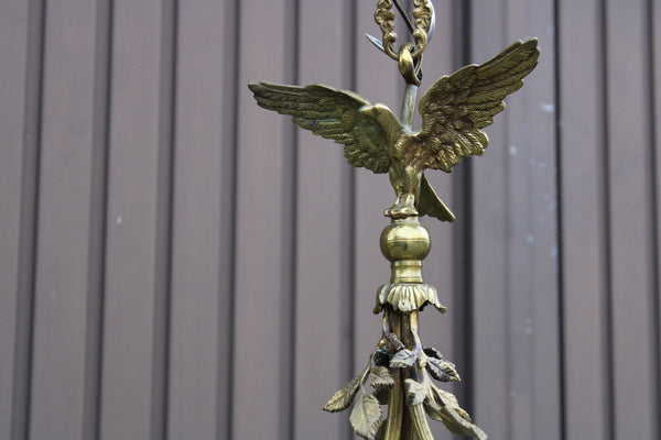 Antique French brass Eagle 3 arm chandelier lamp