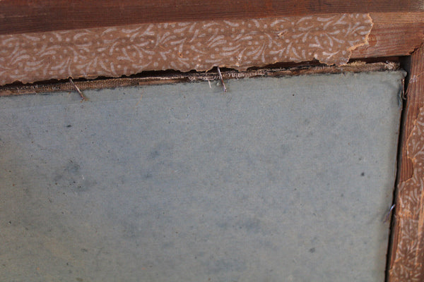 Antique 19thc Oil canvas cardboard Crucifixion christ painting religious