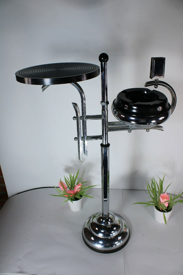 Demeyere art deco ashtray stand Belgium 1930s chrome