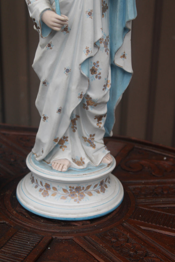 Antique large german bisque porcelain saint joseph figurine statue rare