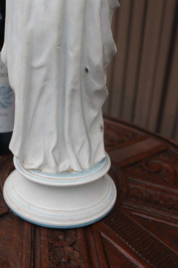 Antique large german bisque porcelain saint joseph figurine statue rare