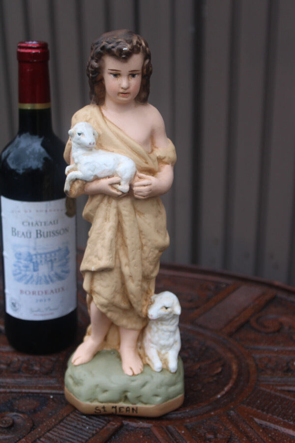 Antique rare ceramic SAINT John the baptist young boy