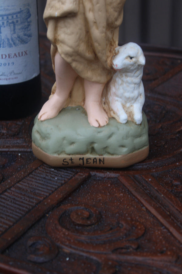 Antique rare ceramic SAINT John the baptist young boy