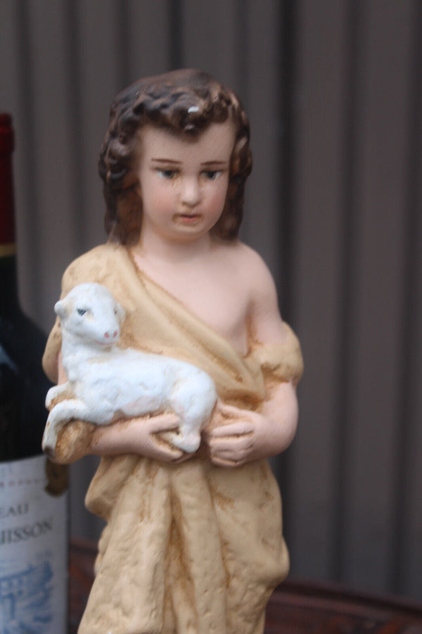 Antique rare ceramic SAINT John the baptist young boy