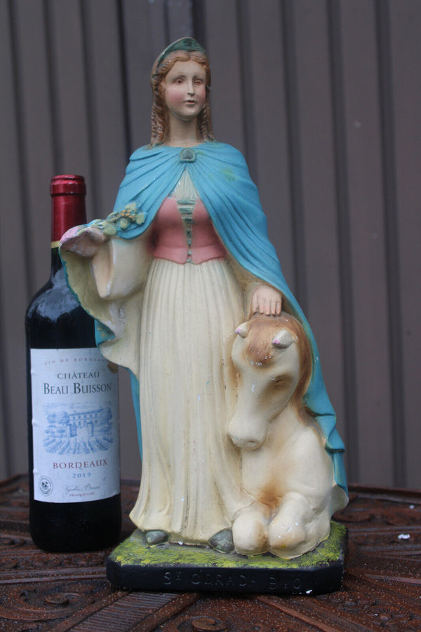 Antique rare ceramic SAINT ODRADA horse statue religious