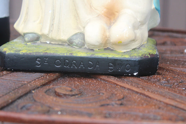 Antique rare ceramic SAINT ODRADA horse statue religious