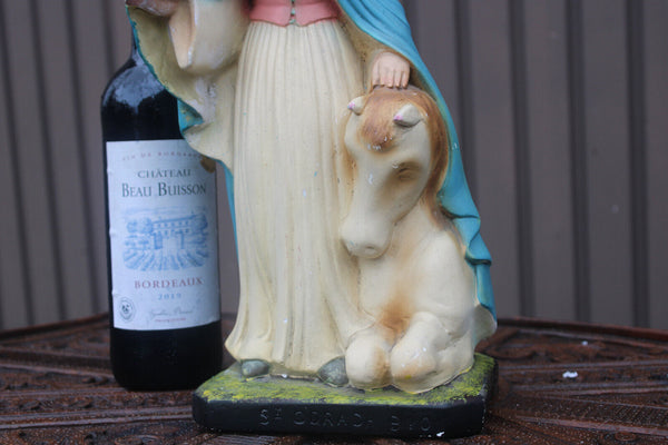 Antique rare ceramic SAINT ODRADA horse statue religious