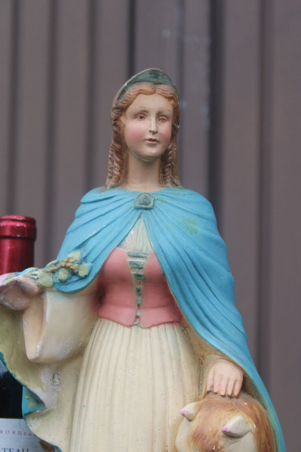 Antique rare ceramic SAINT ODRADA horse statue religious