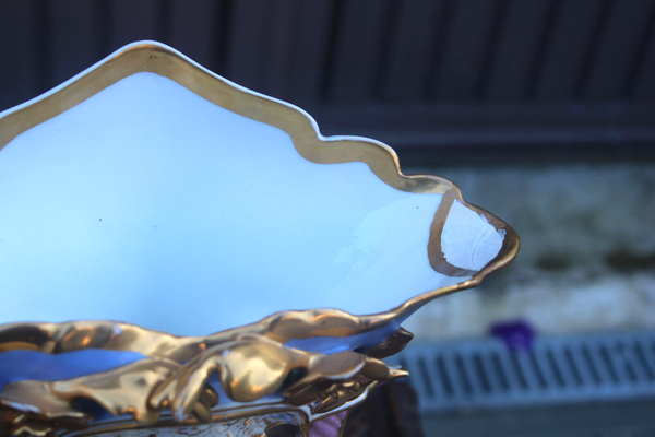 PAIR antique french vieux paris porcelain vases animal figurine 19thc rare