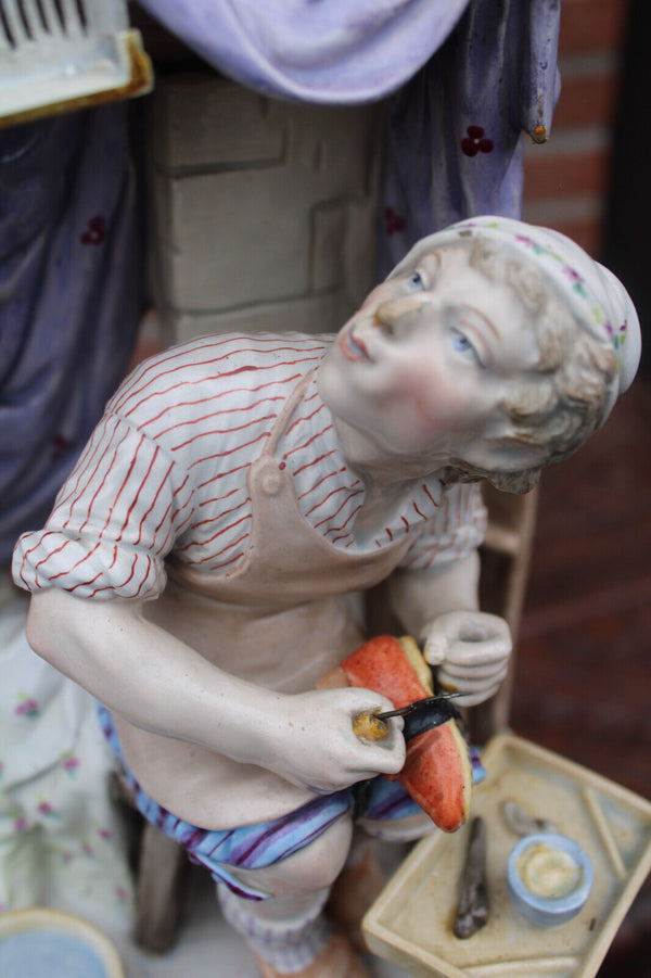 Vintage italian capodimonte porcelain shoe maker statue figurine