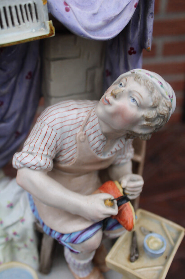 Vintage italian capodimonte porcelain shoe maker statue figurine