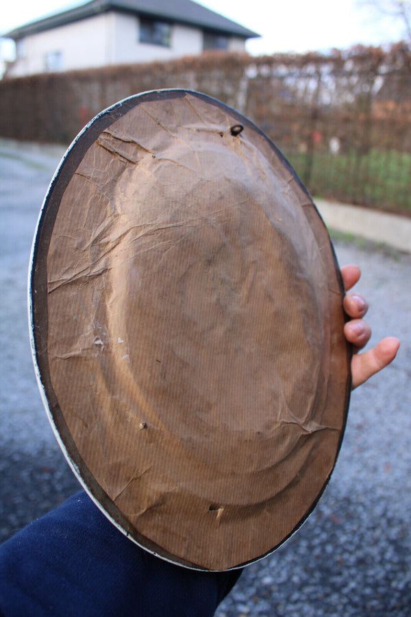 PAIR antique meerschaum portrait sacred jesus mary plaque convex globe glass