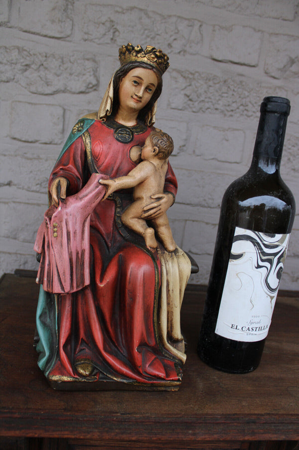 RAre VIRGO LACTANS madonna Ceramic religious statue baby jesus Signed artist